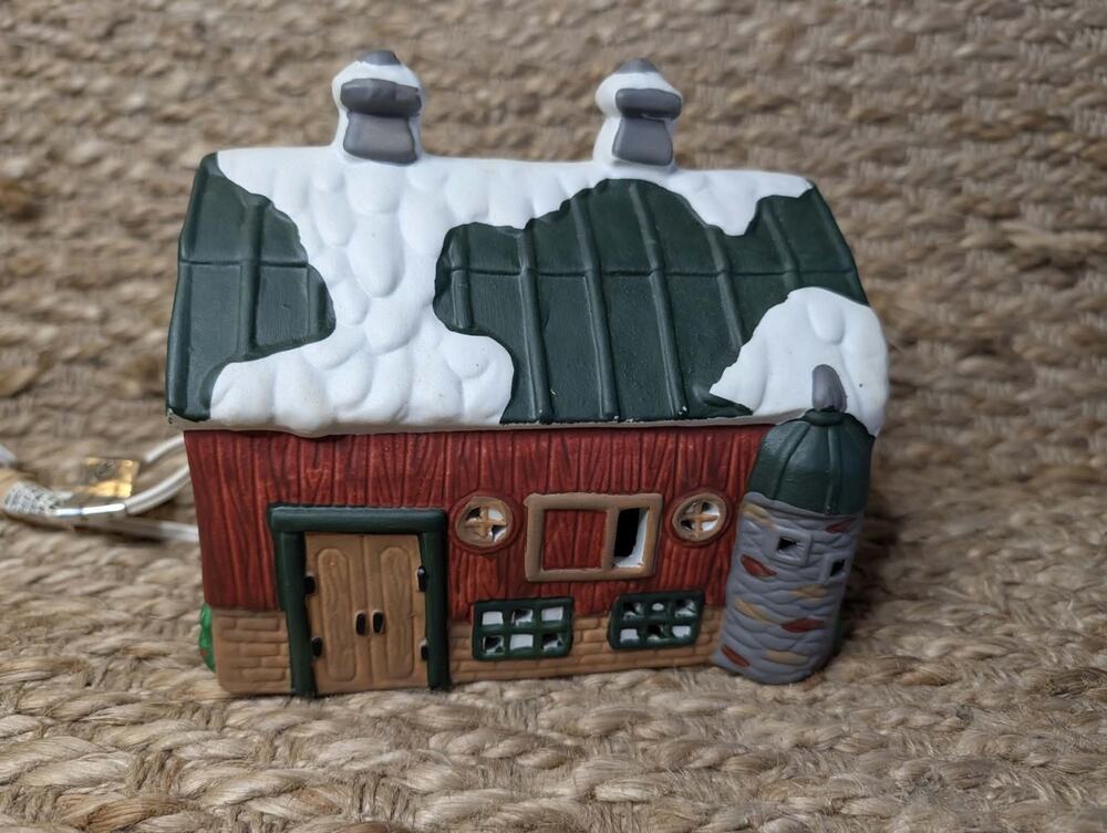 Vintage Once Upon A Time Lighted Red Dutch Barn Christmas Village Holiday Decor